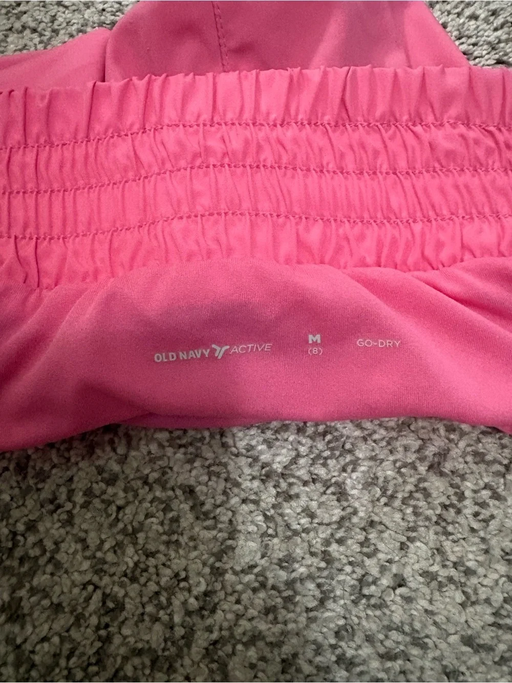 Old Navy Active Go Dry Black and Pink Smocked Waist Athletic Shorts Pair